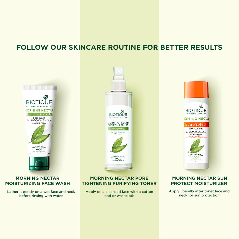 Biotique Morning Nectar Pore Tightening Purifying Toner, 200ml - Image 8 - Buy from Indicrest