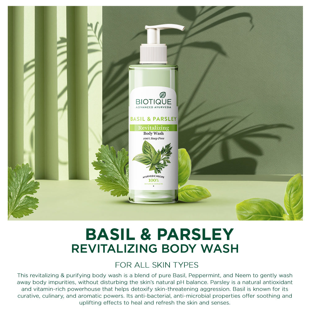 Biotique Basil & Parsley Revitalizing Body Wash, 200ml - Image 3 - Buy from Indicrest