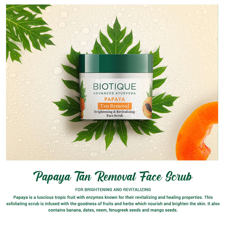 Biotique Papaya Tan Removal Brightening & Revitalizing Face Scrub, 50g - Image 5 - Buy from Indicrest