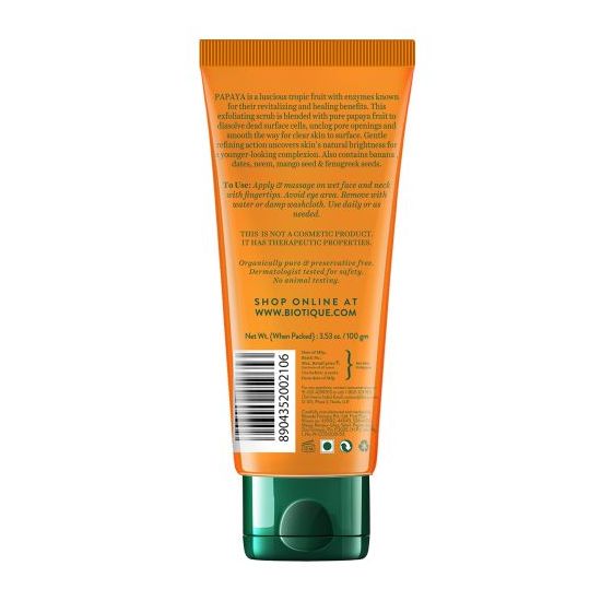 Biotique Papaya Tan Removal Brightening & Revitalizing Face Scrub, 100g - Image 2 - Buy from Indicrest