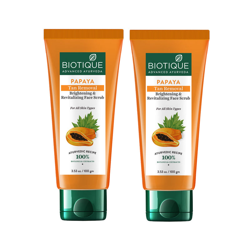 Biotique Papaya Tan Removal Brightening & Revitalizing Face Scrub, 100gm (Pack of 2) Buy from Indicrest