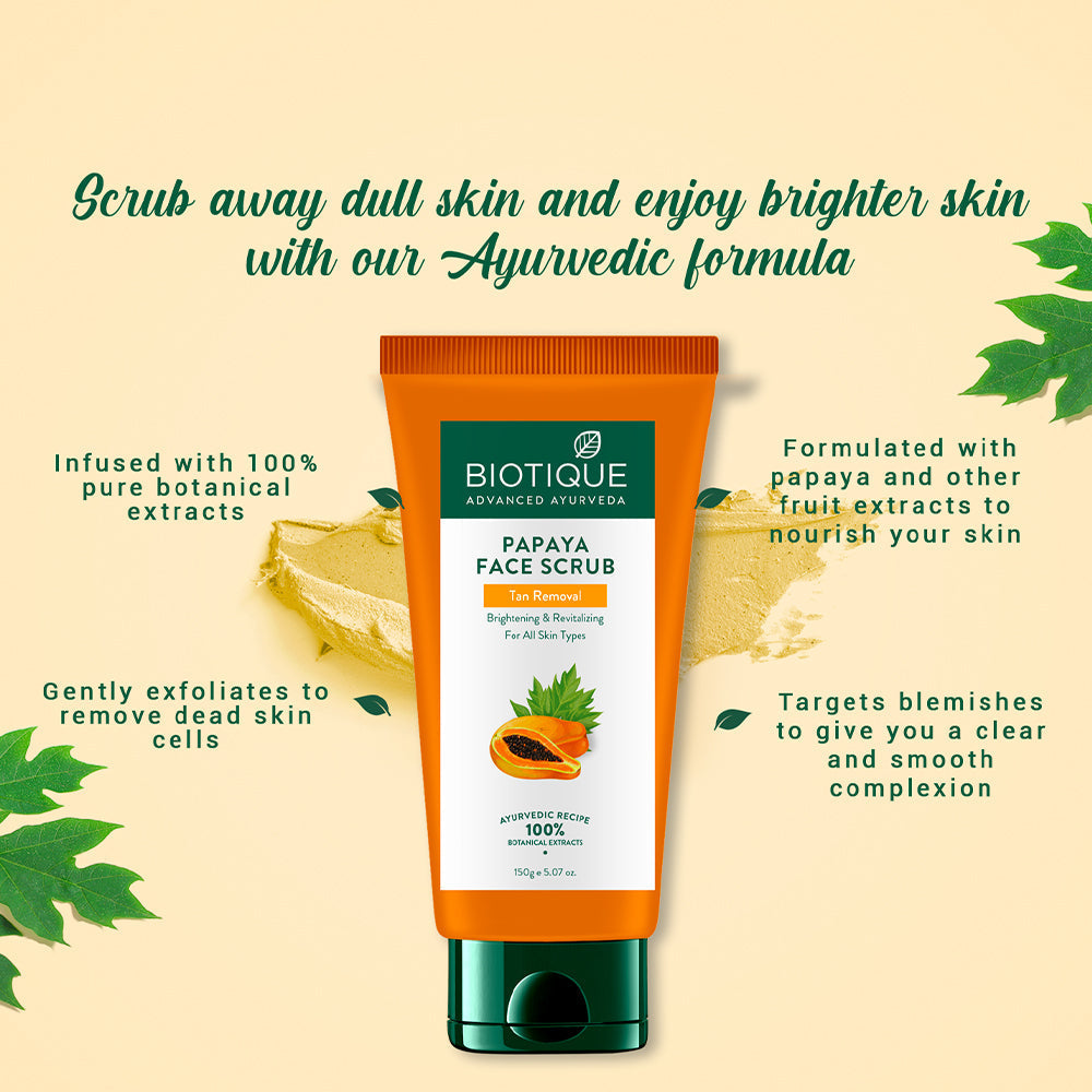 Biotique Papaya Tan Removal Brightening & Revitalizing Face Scrub, 150g - Image 8 - Buy from Indicrest