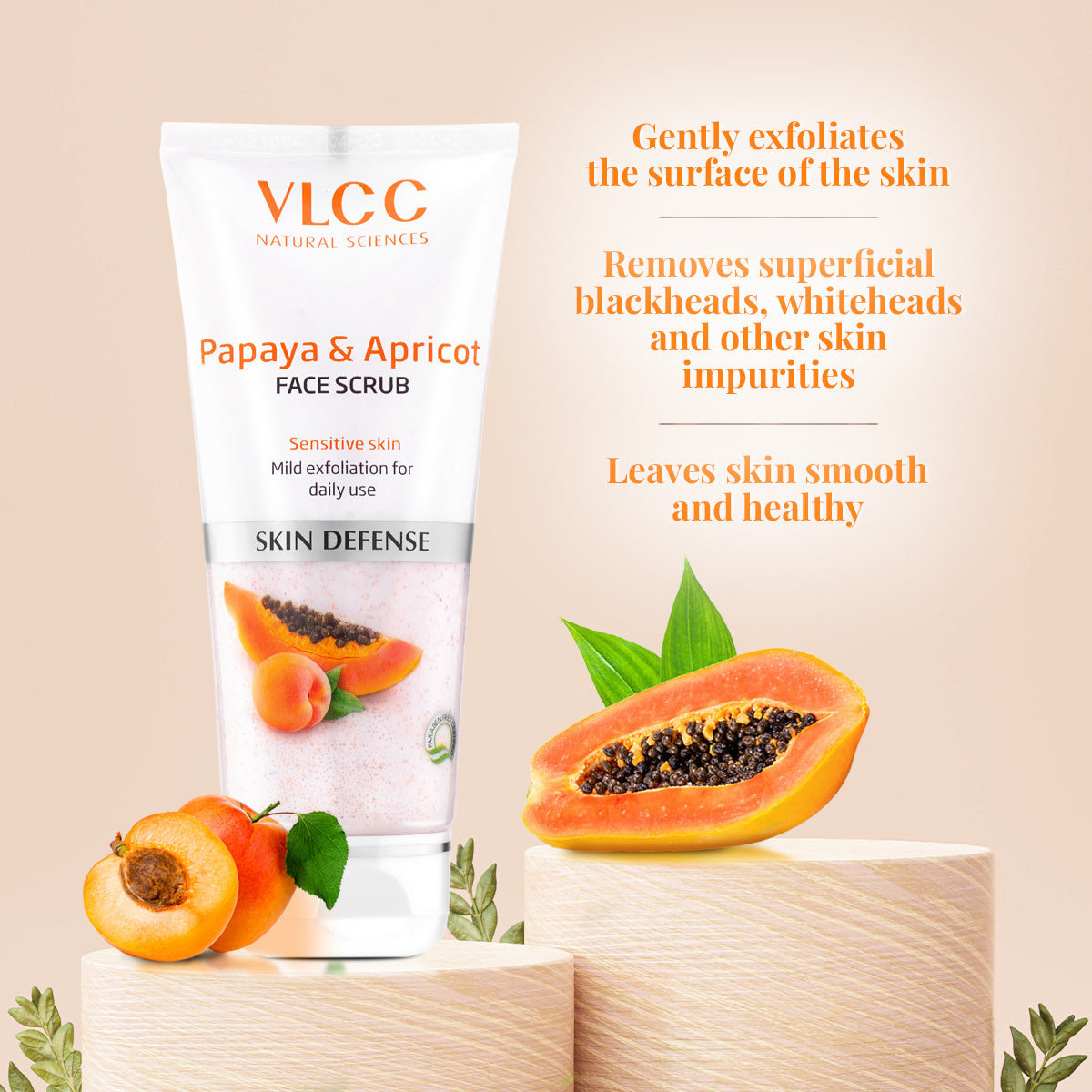 VLCC Papaya and Apricot Face Scrub - 80 g - Image 3 - Buy from Indicrest
