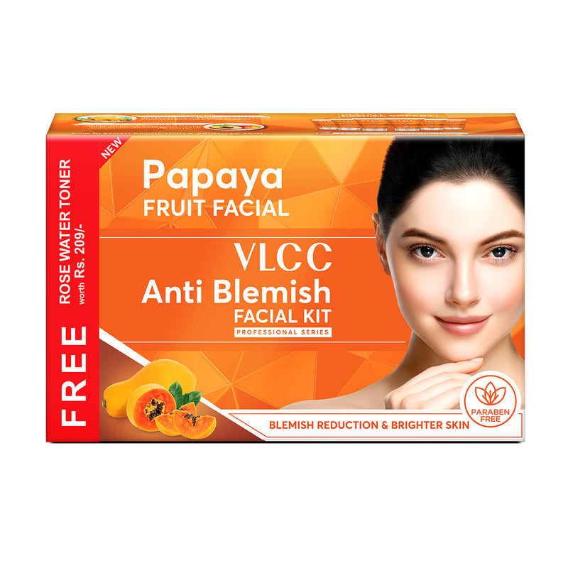 VLCC Papaya Fruit Facial Kit  - 300 g with FREE Rose Water Toner - 100 ml - Buy from Indicrest