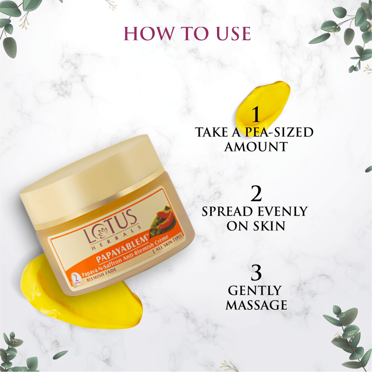 Lotus Herbals Papaya Blem Papaya-n-Saffron Anti-Blemish Cream, 50g