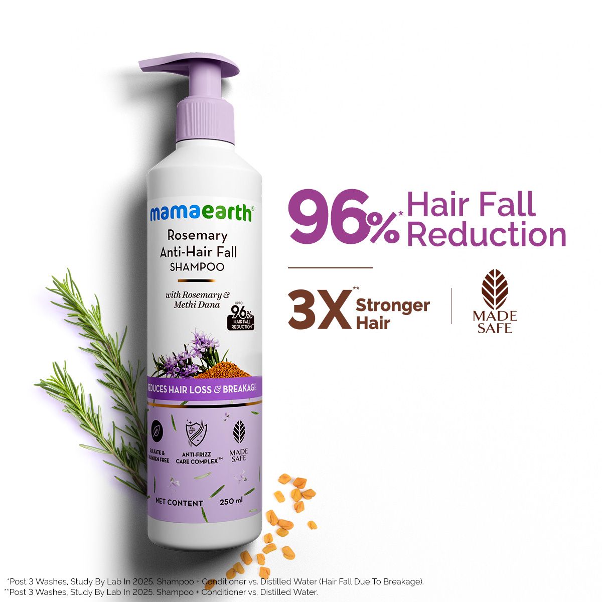 Mamaearth Rosemary Anti-Hair Fall Shampoo with Rosemary & Methi Dana for Reducing Hair Loss & Breakage, 250ml - Image 9 - Buy from Indicrest