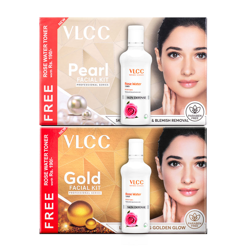 VLCC Pearl and Gold Facial Kit with Free Rose Water Toner - Buy from Indicrest