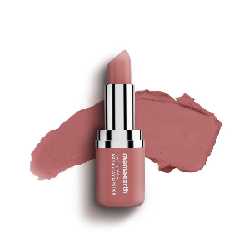 Mamaearth Creamy Matte Long Stay Lipstick with Murumuru Butter and Vitamin E, 4.2g | Pillow Nude - Buy from Indicrest