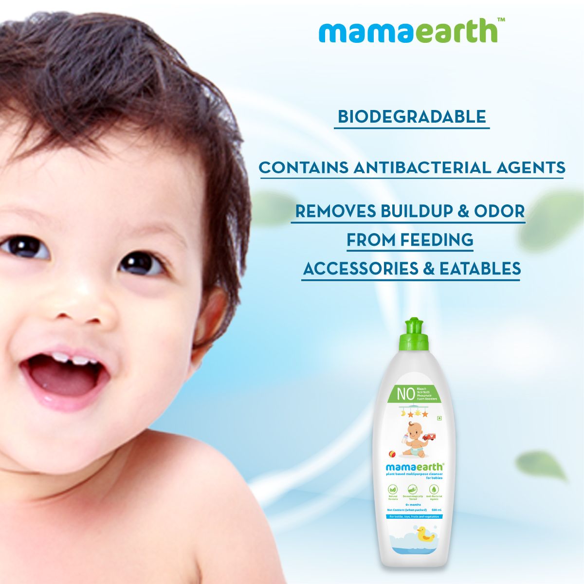 Mamaearth Plant-Based Multipurpose Cleanser for Babies, 500ml - Image 3 - Buy from Indicrest