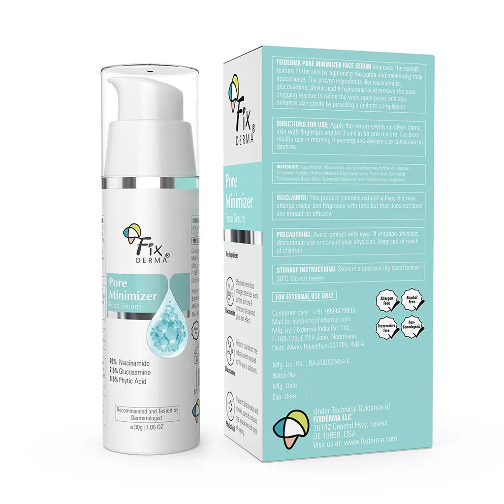 Fixderma Pore Minimizer Face Serum 30g Pack of 2 | 20% Niacinamide for Minimizing Enlarged Pores Over Time - Image 8 - Buy from Indicrest