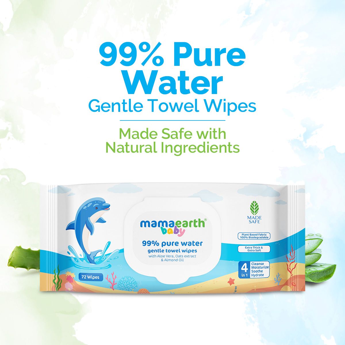 Mamaearth Baby 99% Pure Water Gentle Towel Wipes, 72 pcs - Buy from Indicrest