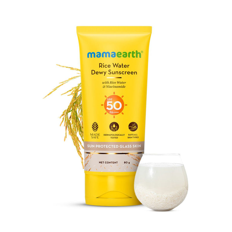 Mamaearth Rice Water Dewy Sunscreen with SPF 50 & PA++++ 80g - Buy from Indicrest