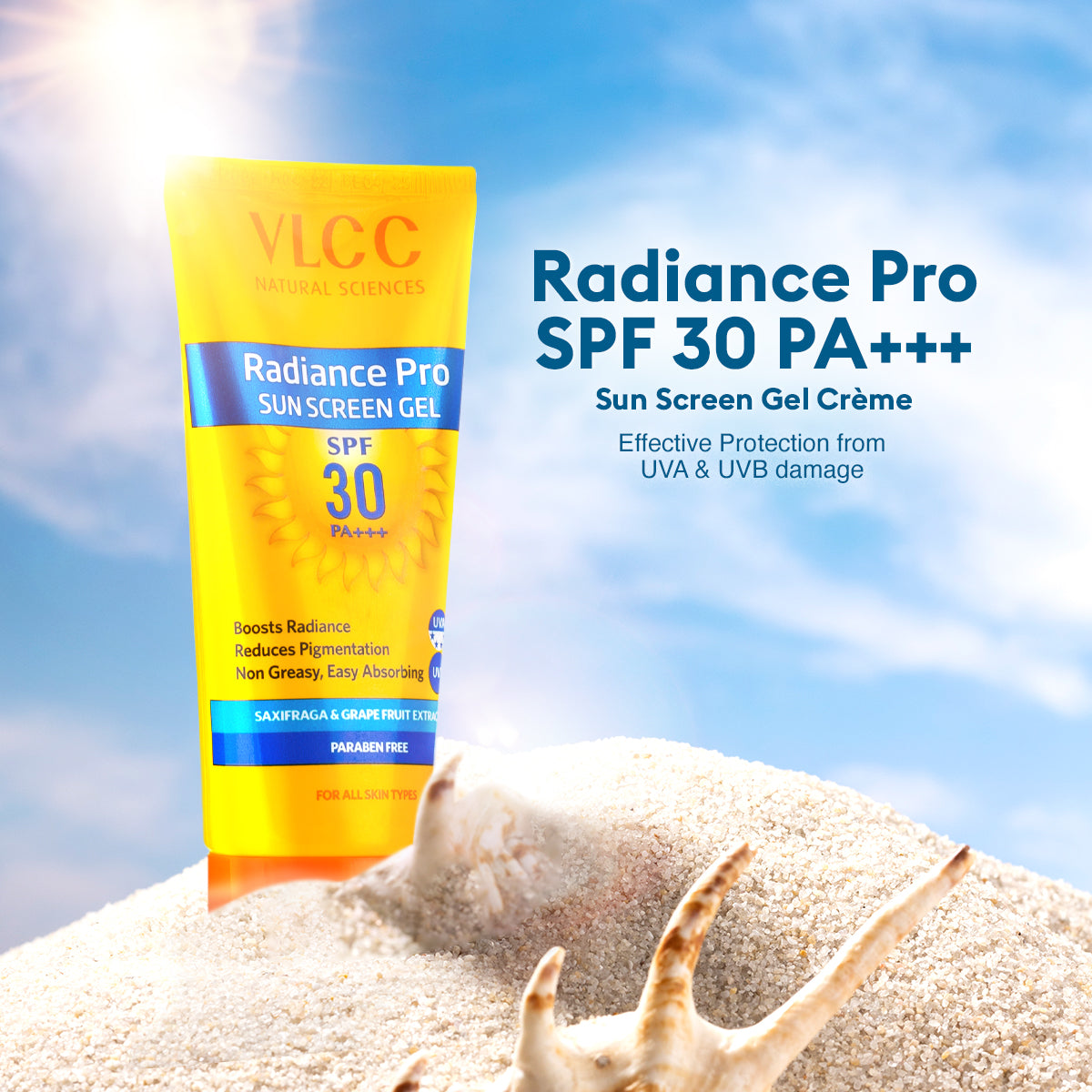 VLCC Radiance Pro SPF 30 PA+++ Sunscreen  Gel -  100 g with 25 g Extra - Image 2 - Buy from Indicrest