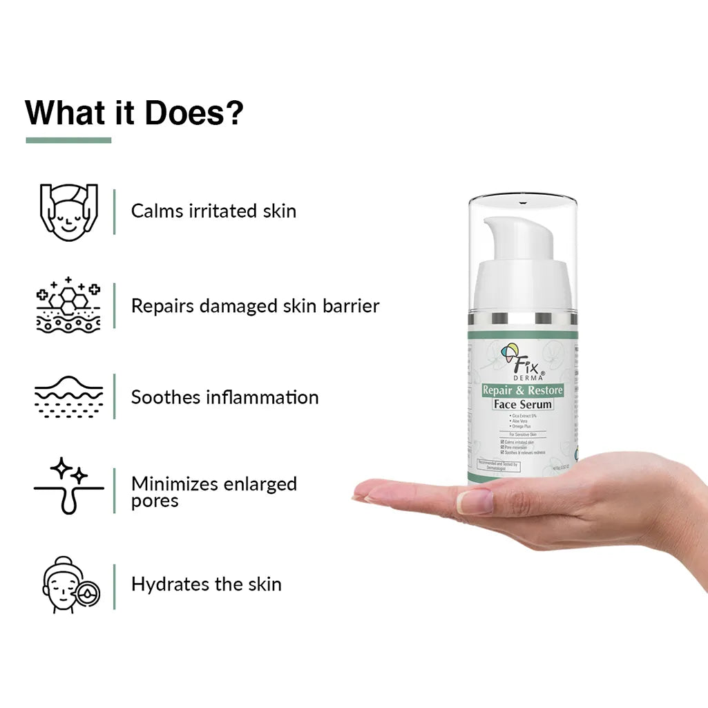 Fixderma Repair and Restore Face Serum | Soothing Serum to Repair Damaged Skin Barrier, 30g - Image 2 - Buy from Indicrest