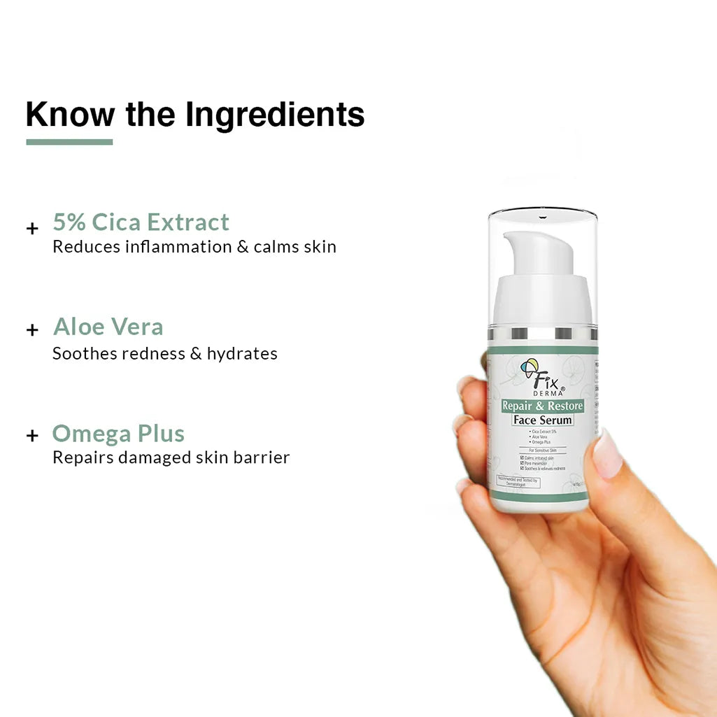 Fixderma Repair and Restore Face Serum | Soothing Serum to Repair Damaged Skin Barrier, 30g - Image 4 - Buy from Indicrest
