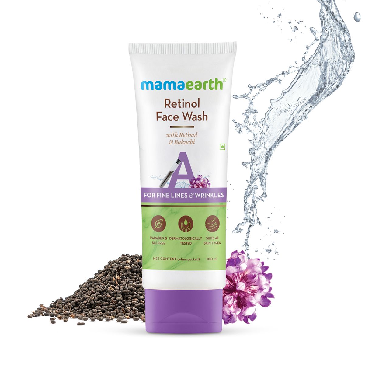Mamaearth Retinol Face Wash with Retinol and Bakuchi for Fine Lines and Wrinkles, 100ml - Buy from Indicrest