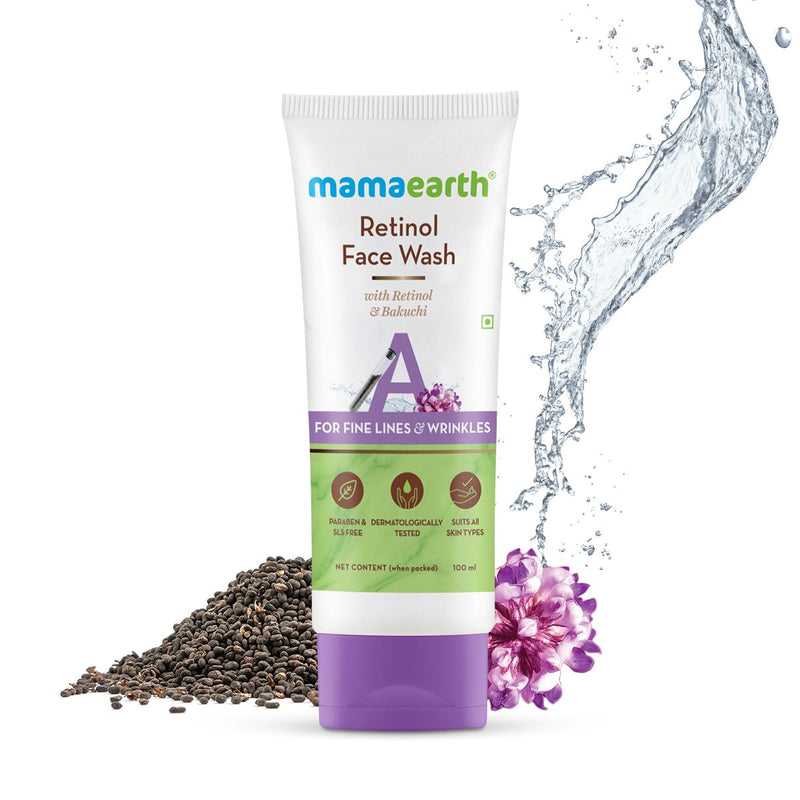 Mamaearth Retinol Face Wash with Retinol and Bakuchi for Fine Lines and Wrinkles, 100ml - Buy from Indicrest