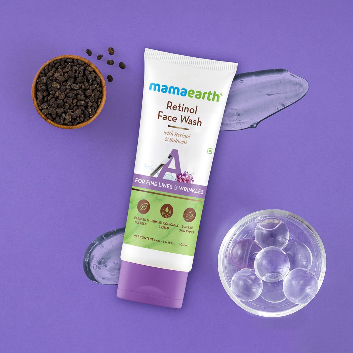 Mamaearth Retinol Face Wash with Retinol and Bakuchi for Fine Lines and Wrinkles, 100ml - Image 2 - Buy from Indicrest