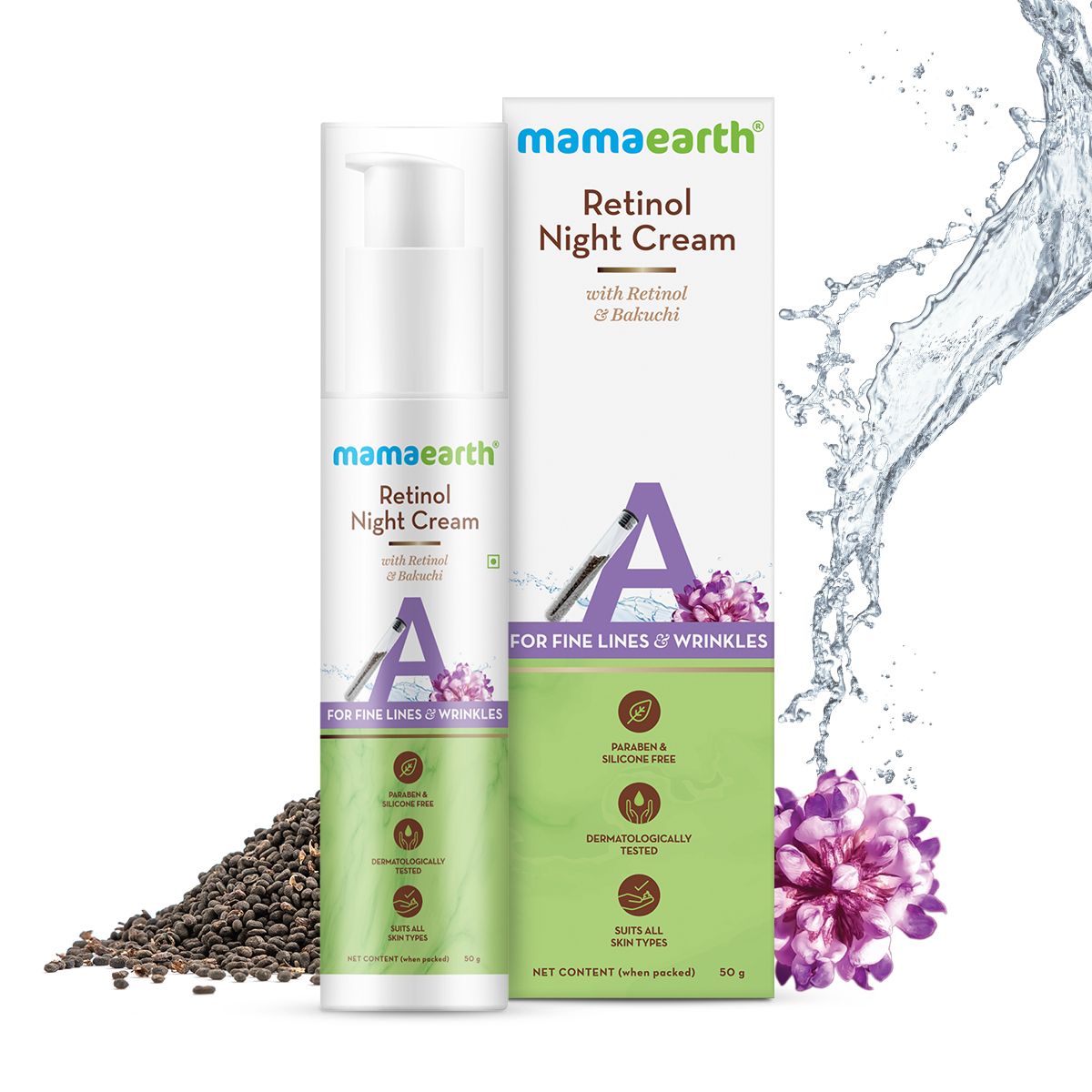 Mamaearth Retinol Night Cream For Women with Retinol and Bakuchi for Anti Aging, Fine Lines and Wrinkles, 50g - Buy from Indicrest