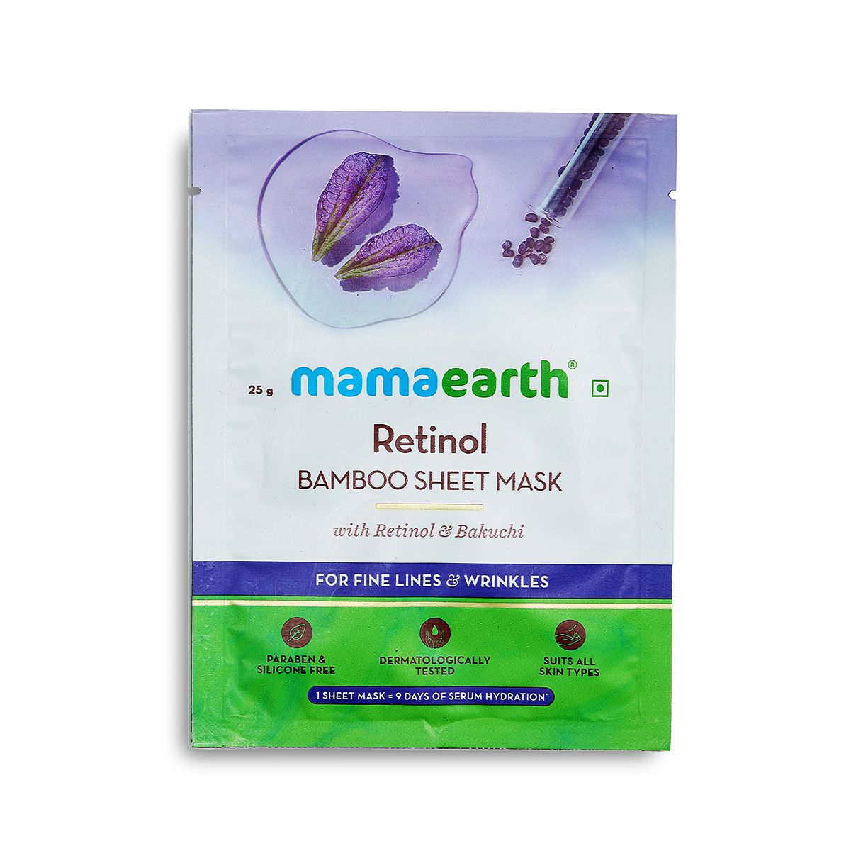 Mamaearth Retinol Bamboo Sheet Mask with Retinol and Bakuchi for Fine Lines and Wrinkles, 25g - Image 3 - Buy from Indicrest