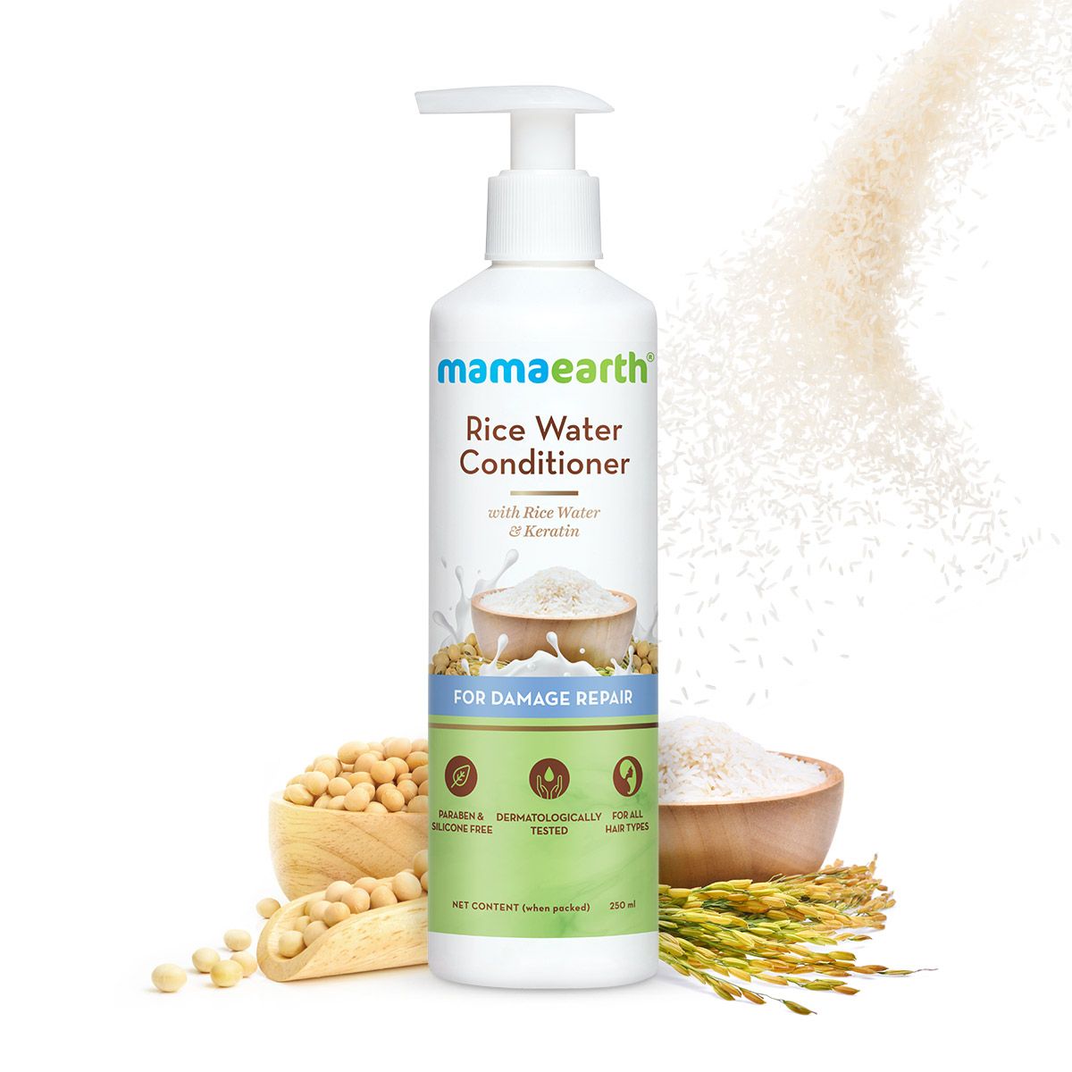 Mamaearth Rice Water Conditioner with Rice Water and Keratin for Damaged, Dry and Frizzy Hair, 250ml - Buy from Indicrest