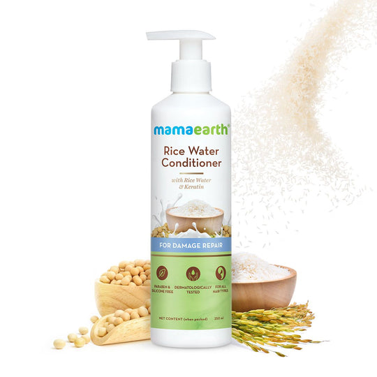 Mamaearth Rice Water Conditioner with Rice Water and Keratin for Damaged, Dry and Frizzy Hair, 250ml - Buy from Indicrest