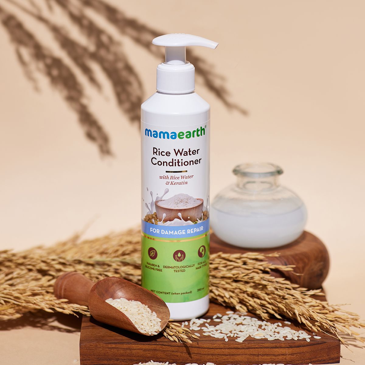 Mamaearth Rice Water Conditioner with Rice Water and Keratin for Damaged, Dry and Frizzy Hair, 250ml - Image 2 - Buy from Indicrest