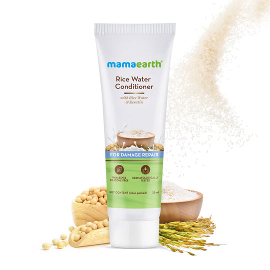Mamaearth Rice Water Conditioner with Rice Water and Keratin for Damaged, Dry and Frizzy Hair, 25ml - Buy from Indicrest