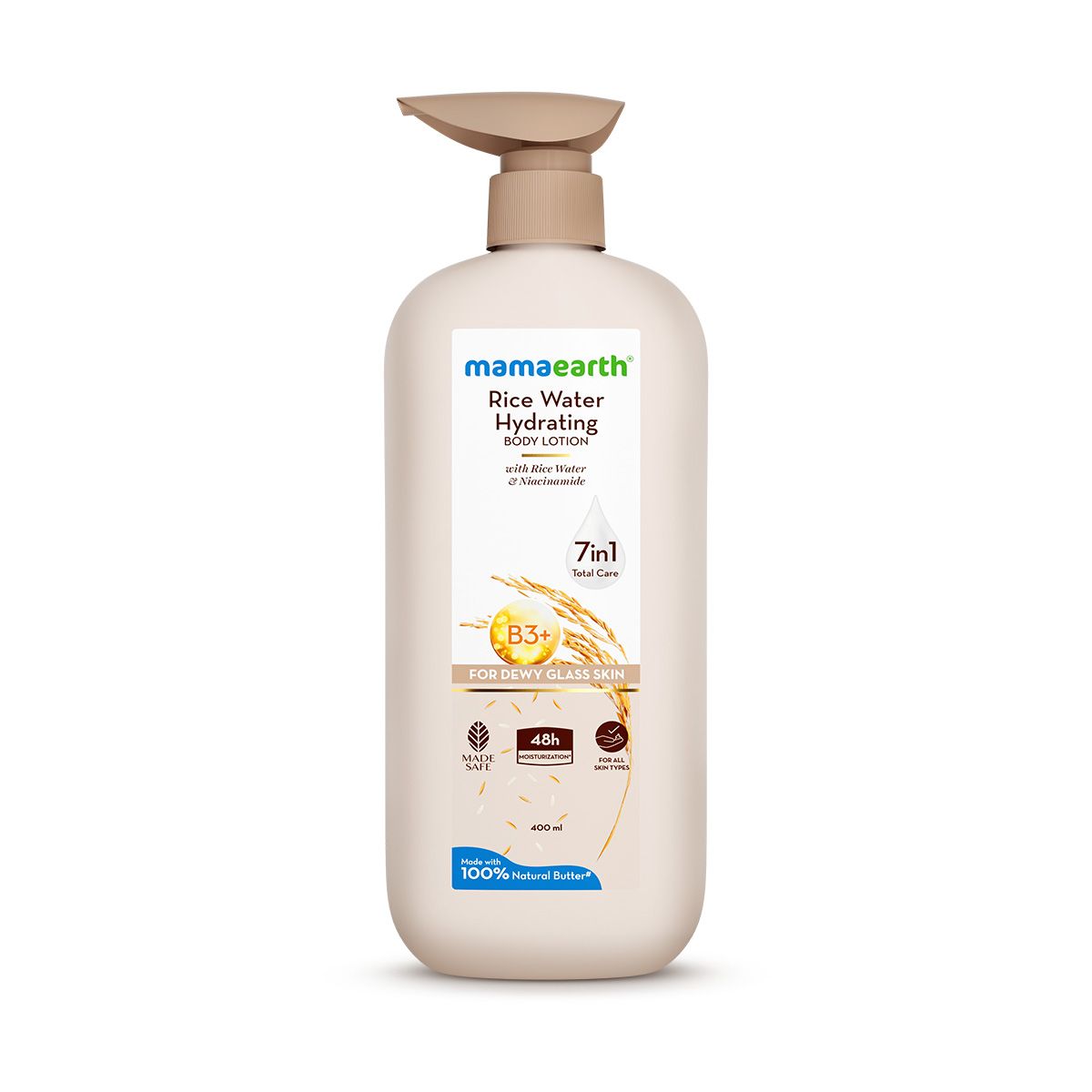 Mamaearth Rice Water Hydrating Body Lotion with Rice Water & Niacinamide for Dewy Glass Skin, 400ml - Image 7 - Buy from Indicrest