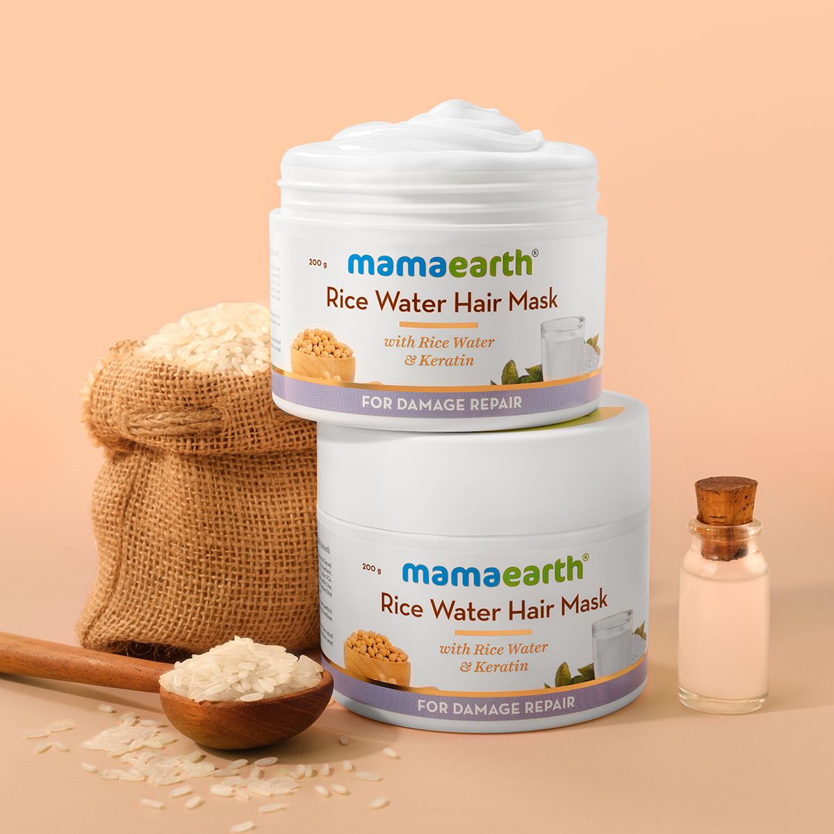 Mamaearth Rice Water Hair Mask with Rice Water and Keratin For Smoothening Hair and Damage Repair, 200g - Image 2 - Buy from Indicrest
