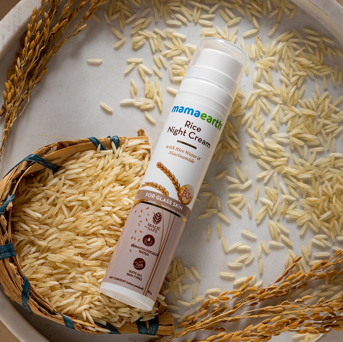 Mamaearth Rice Night Cream With Rice Water & Niacinamide for Glass Skin, 50g - Image 2 - Buy from Indicrest