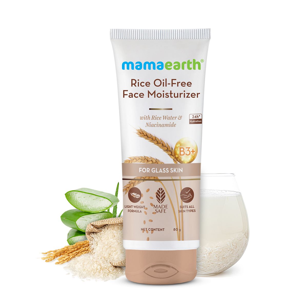 Mamaearth Rice Oil-Free Face Moisturizer With Rice Water & Niacinamide for Glass Skin, 80g - Image 2 - Buy from Indicrest