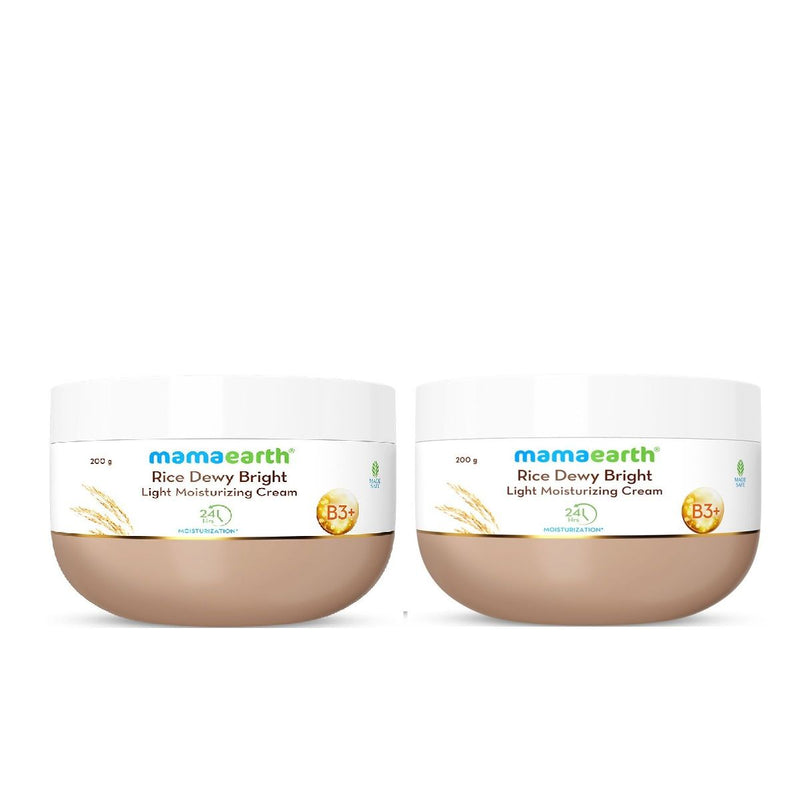 Mamaearth Rice Dewy Bright Moisturizer with Rice Water & Niacinamide for Glass Skin Glow, Pack of 2 X 200g - Buy from Indicrest