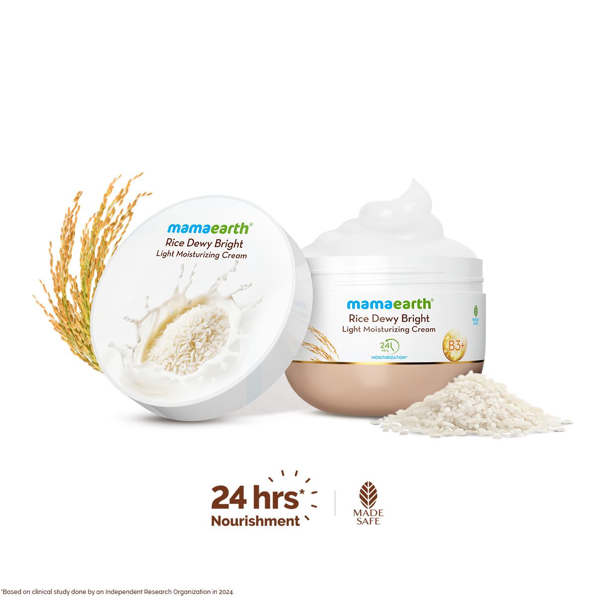 Mamaearth Rice Dewy Bright Moisturizer with Rice Water & Niacinamide for Glass Skin Glow, 200g - Buy from Indicrest