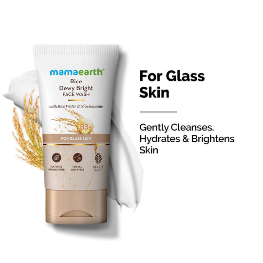 Mamaearth Rice Dewy Bright Face Wash With Rice Water & Niacinamide for Glass Skin, 150ml - Buy from Indicrest