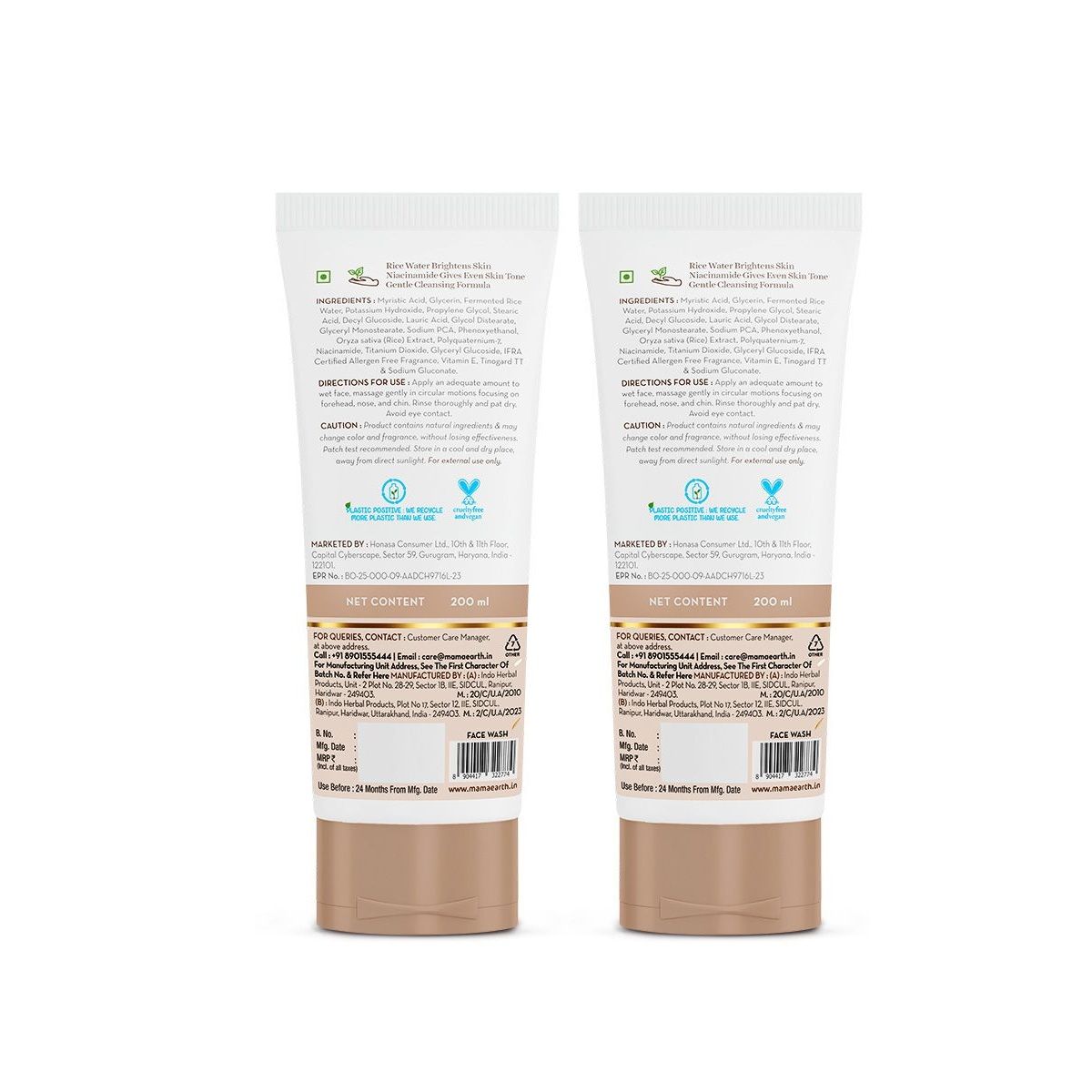 Mamaearth Rice Dewy Bright Face Wash With Rice Water & Niacinamide for Glass Skin, Pack of 2 X 200ml - Image 7 - Buy from Indicrest