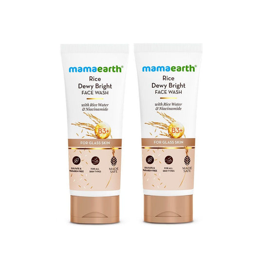 Mamaearth Rice Dewy Bright Face Wash With Rice Water & Niacinamide for Glass Skin, Pack of 2 X 200ml - Buy from Indicrest
