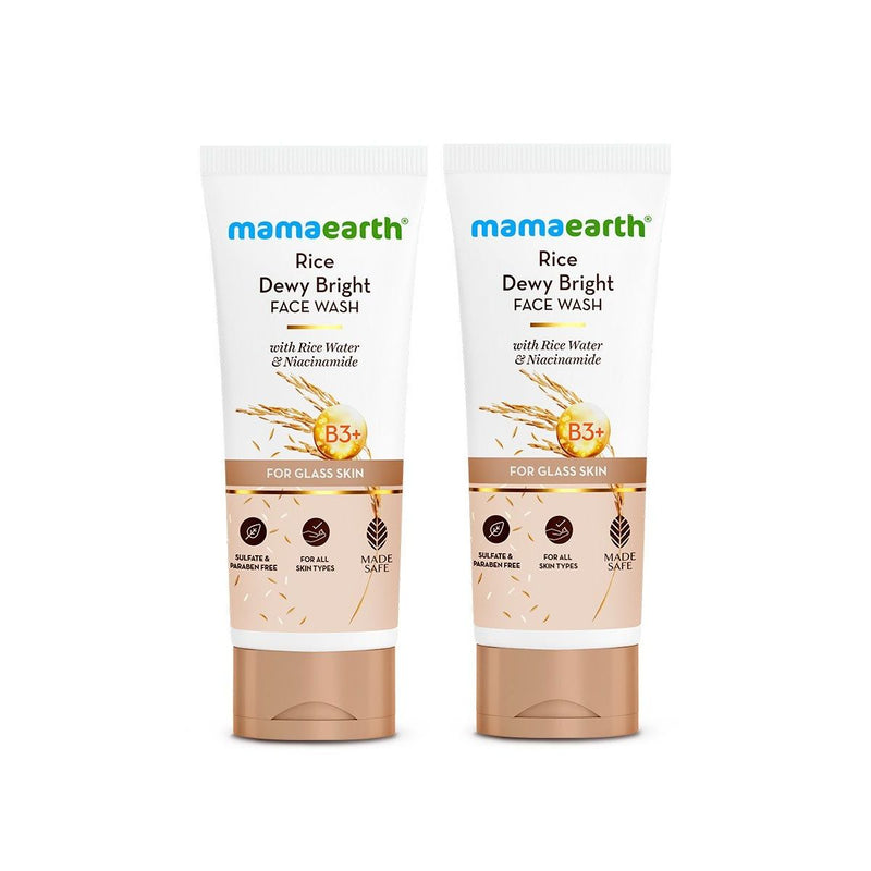 Mamaearth Rice Dewy Bright Face Wash With Rice Water & Niacinamide for Glass Skin, Pack of 2 X 200ml - Buy from Indicrest
