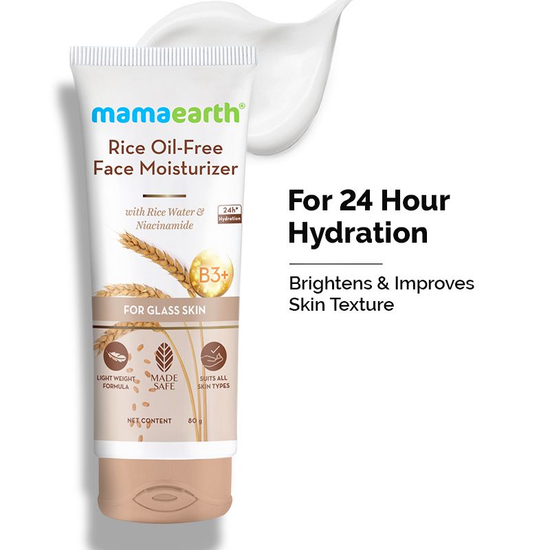 Mamaearth Rice Oil-Free Face Moisturizer With Rice Water & Niacinamide for Glass Skin, 80g - Buy from Indicrest
