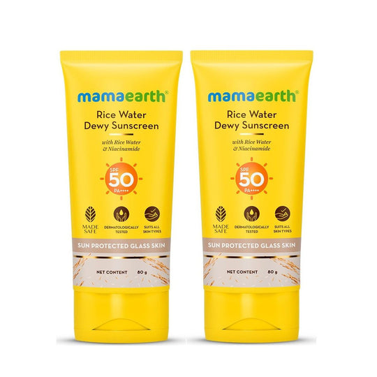 Mamaearth Rice Water Dewy Sunscreen with SPF 50 & PA++++, Pack of 2 X 80g - Buy from Indicrest