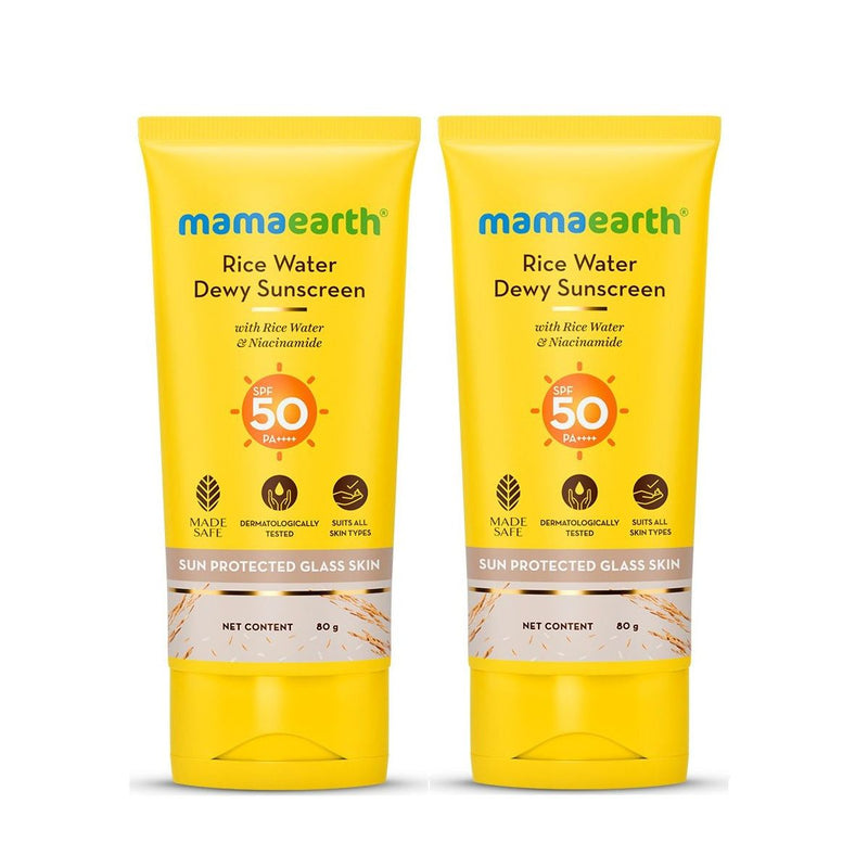 Mamaearth Rice Water Dewy Sunscreen with SPF 50 & PA++++, Pack of 2 X 80g - Buy from Indicrest