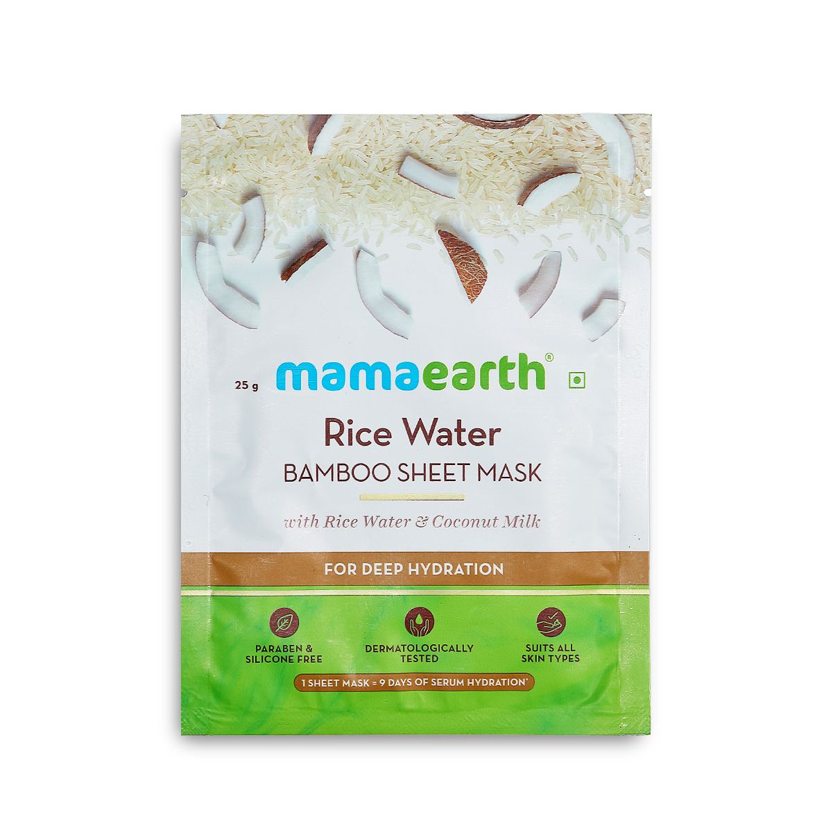Mamaearth Rice Water Bamboo Sheet Mask with Rice Water and Coconut Milk for Deep Hydration, 25g - Image 3 - Buy from Indicrest