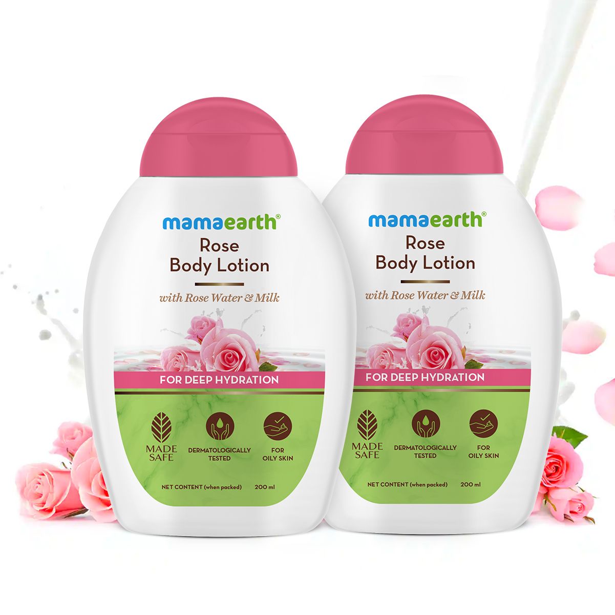 Mamaearth Rose Body Lotion with Rose Water and Milk For Deep Hydration, , Pack of 2 X 200ml - Buy from Indicrest