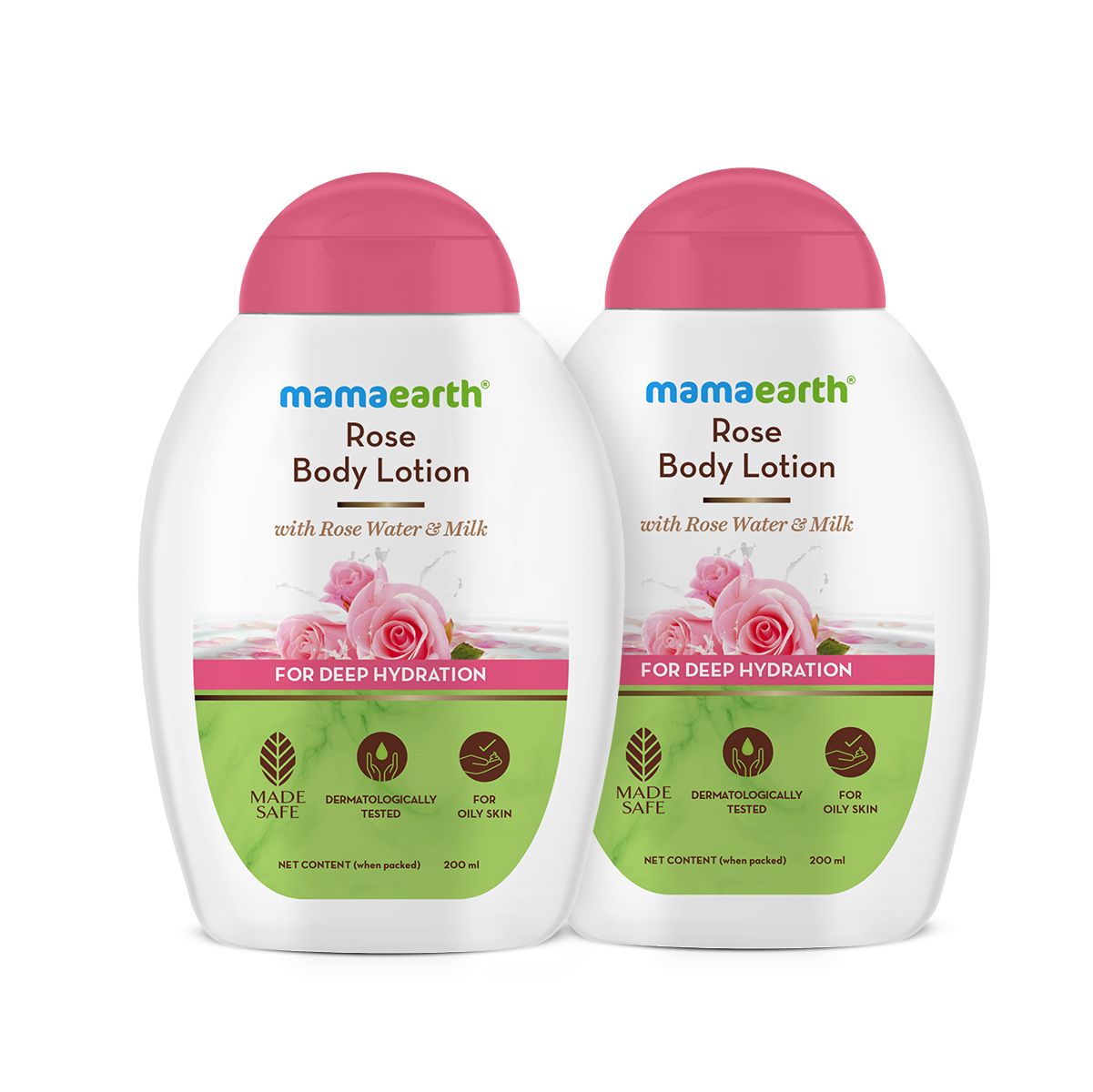 Mamaearth Rose Body Lotion with Rose Water and Milk For Deep Hydration, , Pack of 2 X 200ml - Image 2 - Buy from Indicrest