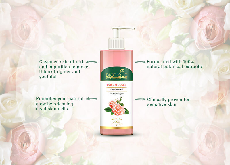 Biotique Rose N'ROSES Glow Shower Gel, 200ml - Image 4 - Buy from Indicrest