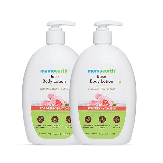 Mamaearth Rose Body Lotion with Rose Water & Milk for Deep Hydration, Pack of 2 X 400ml - Buy from Indicrest