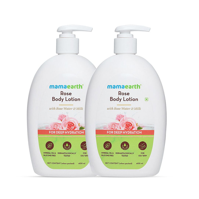 Mamaearth Rose Body Lotion with Rose Water & Milk for Deep Hydration, Pack of 2 X 400ml - Buy from Indicrest
