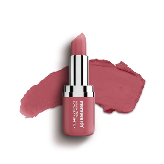 Mamaearth Creamy Matte Long Stay Lipstick with Murumuru Butter and Vitamin E, 4.2g | Rose Nude - Buy from Indicrest