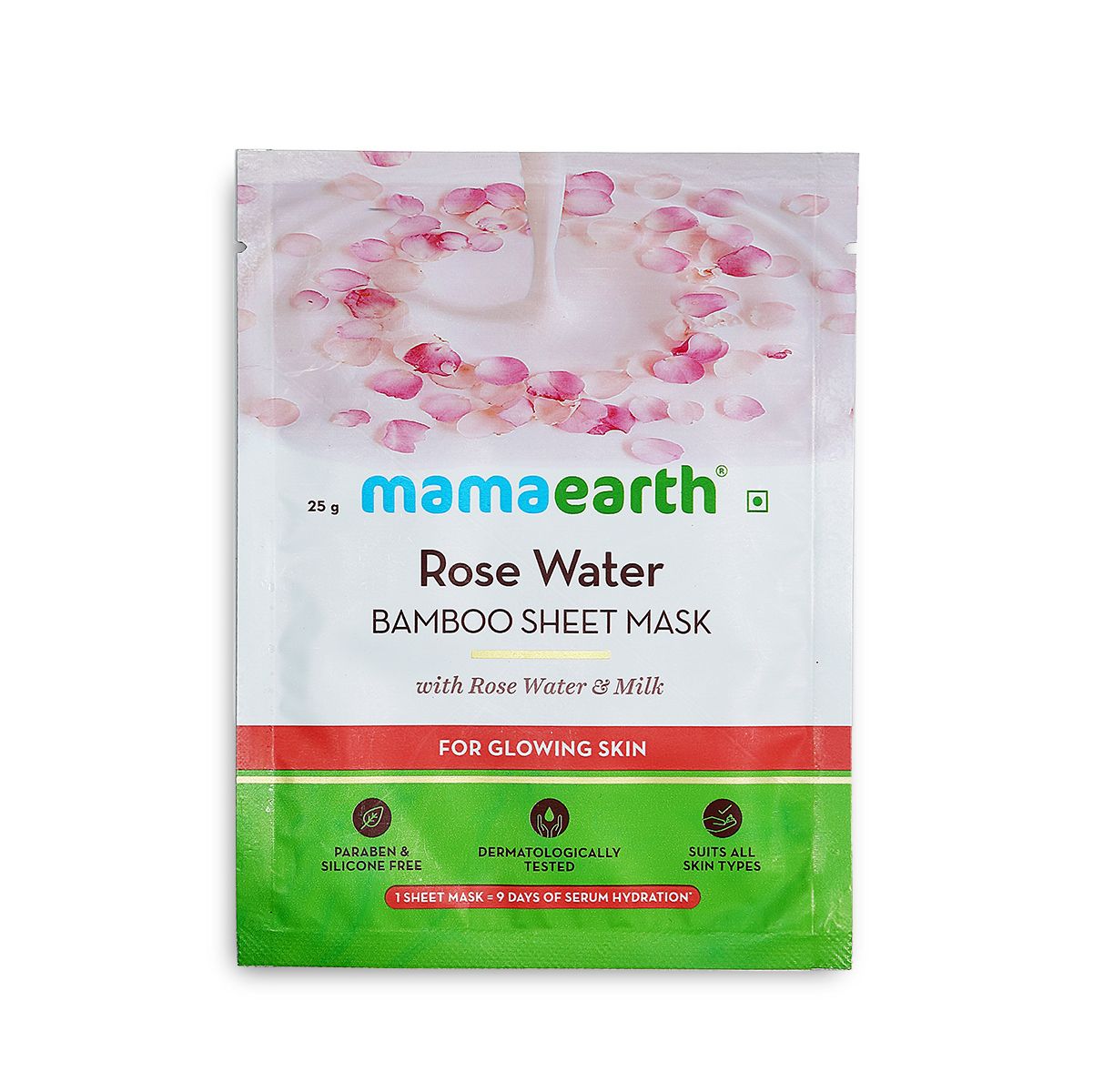 Mamaearth Rose Water Bamboo Sheet Mask with Rose Water and Milk for Glowing Skin, 25g - Image 3 - Buy from Indicrest