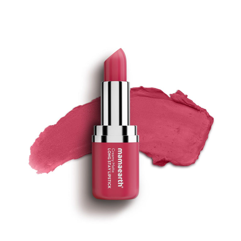Mamaearth Creamy Matte Long Stay Lipstick with Murumuru Butter and Vitamin E, 4.2g | Rosewood Pink - Buy from Indicrest